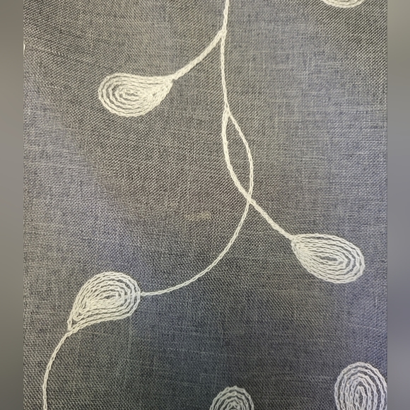 Floral Embroidered Semi Sheer Curtains Faux Linen Grommet Curtain Panels 52 x 95 - Picture 14 of 15